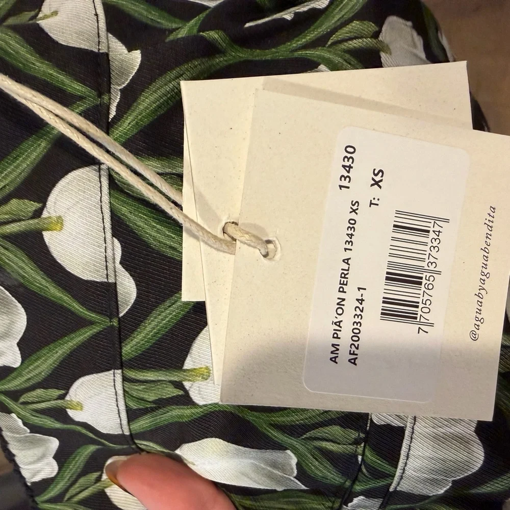 Agua by Agua Bendita Black, Green and White Floral Palazzo Pants - Picture 2 of 2